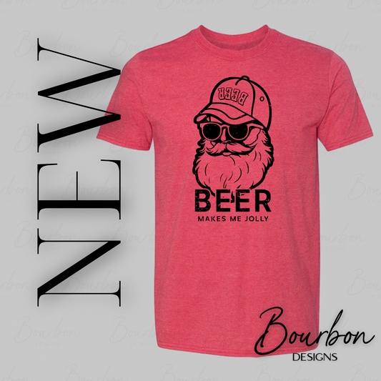 Santa Beer Makes Me Jolly Funny Christmas T-shirt