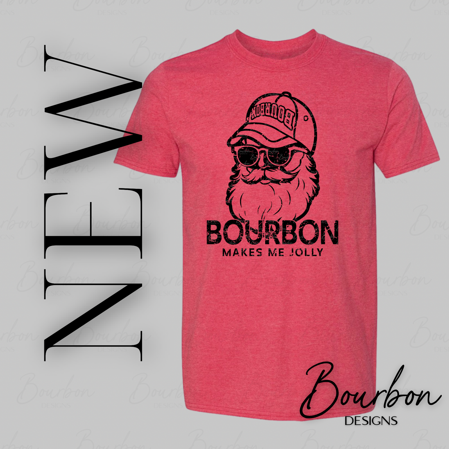 Santa Funny Christmas Shirt Bourbon Makes Me Jolly Santa Bourbon Whiskey Shirt