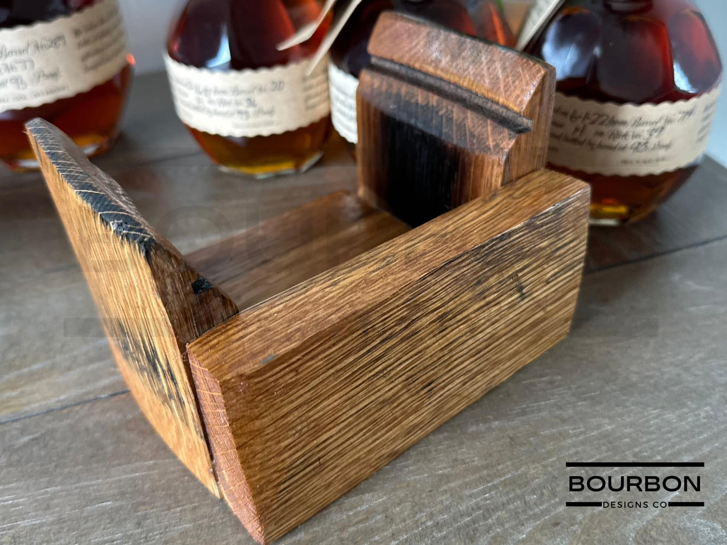 Personalized Glass Title Coaster Set Bourbon Barrel Stave Holder